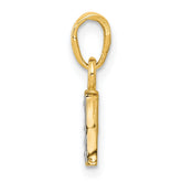 14K & Rhodium Polished .01ct Diamond Initial I Charm